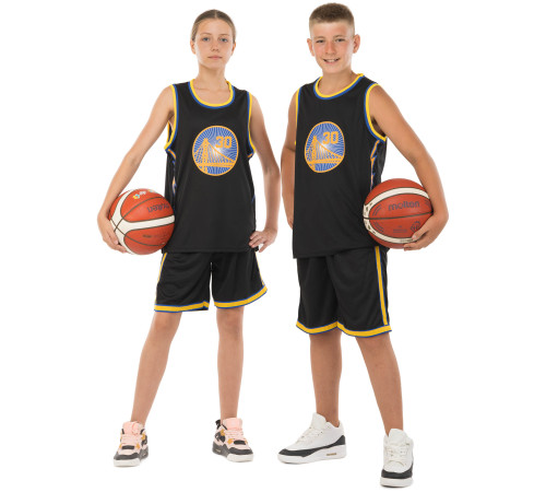Форма баскетбольна дитяча NBA клуб Golden state warriors 30 S-2XL чорний-жовтий