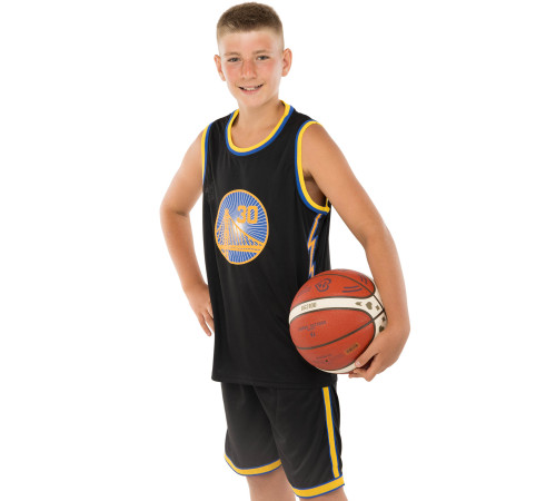 Форма баскетбольна дитяча NBA клуб Golden state warriors 30 S-2XL чорний-жовтий