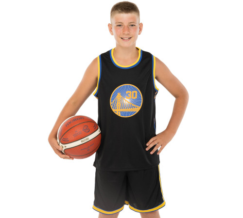 Форма баскетбольна дитяча NBA клуб Golden state warriors 30 S-2XL чорний-жовтий