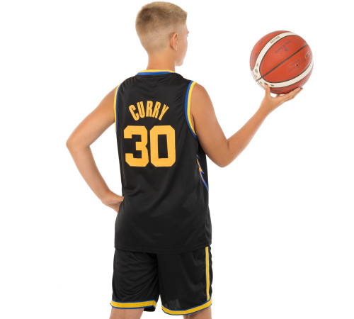 Форма баскетбольна дитяча NBA клуб Golden state warriors 30 S-2XL чорний-жовтий