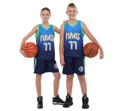 Форма баскетбольная детская NBA клуб Mavs 77 S-2XL синий-желтый