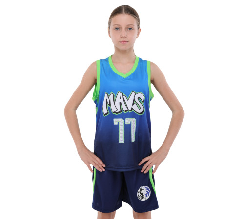 Форма баскетбольная детская NBA клуб Mavs 77 S-2XL синий-желтый