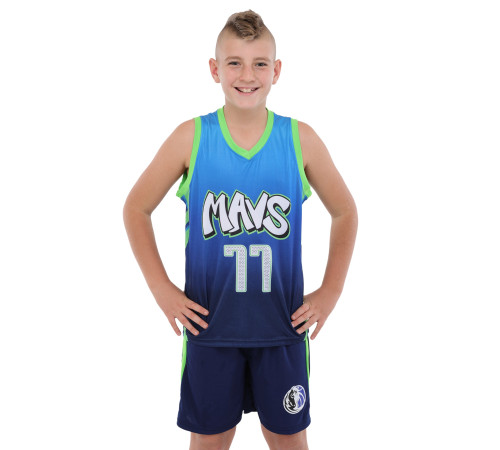 Форма баскетбольная детская NBA клуб Mavs 77 S-2XL синий-желтый