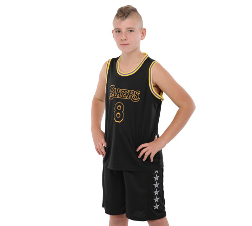 Форма баскетбольна дитяча NBA клуб Los Angeles Lakers 8 S-2XL чорний-жовтий