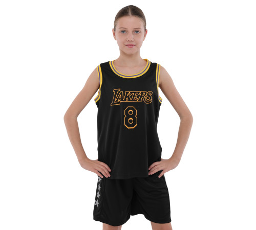 Форма баскетбольна дитяча NBA клуб Los Angeles Lakers 8 S-2XL чорний-жовтий