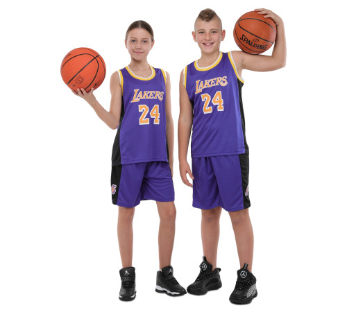 Форма баскетбольная детская NBA клуб Los Angeles Lakers 24 S-2XL фиолетовый-желтый