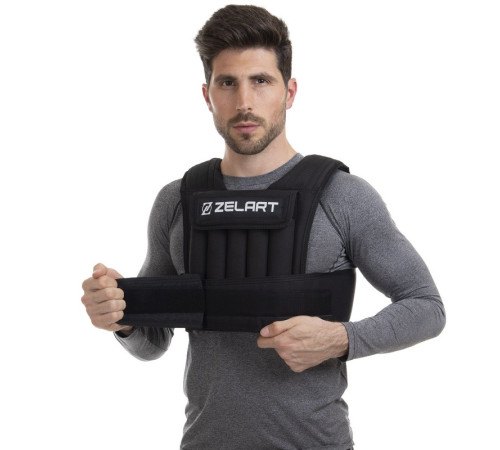 Жилет обважнювач з регульованою вагою Zelart WEIGTH VEST вага-1-10 кг чорний