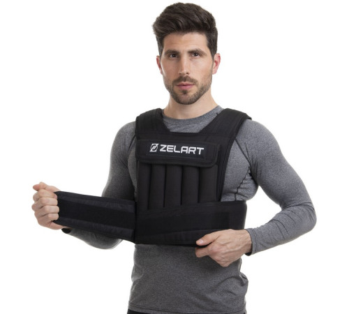 Жилет обважнювач з регульованою вагою Zelart WEIGTH VEST вага-2-20 кг чорний
