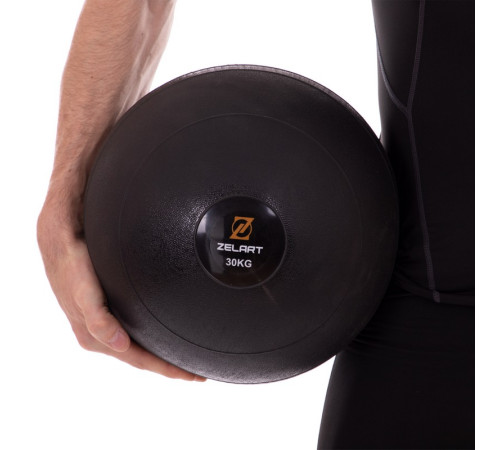 Слэмбол мяч набивной для кроссфита и фитнеса Slam Ball Zelart 30кг чорний
