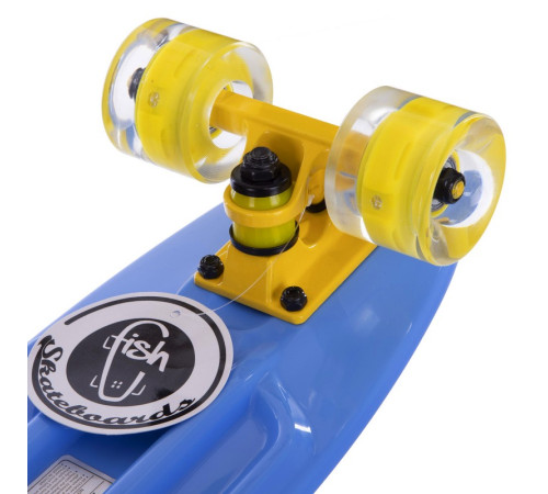 Пенні борд Penny Board круїзер пластиковий з колесами які світяться FISH синій-жовтий