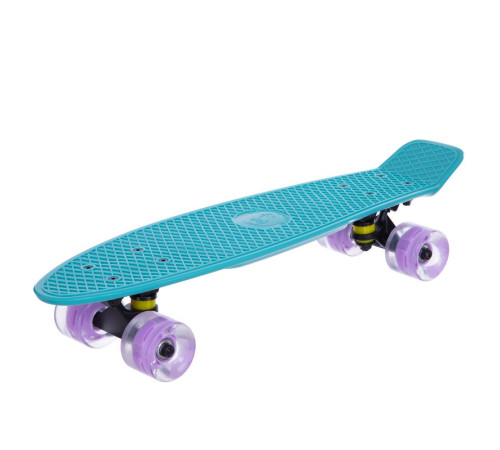 Пенні борд Penny Board круїзер пластиковий з колесами які світяться FISH м’ятний-чорний-фіолетовий
