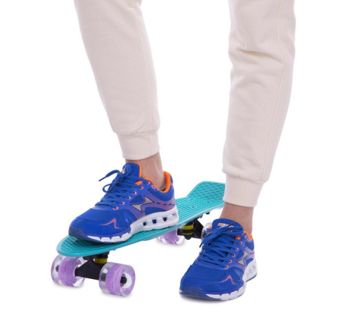 Пенні борд Penny Board круїзер пластиковий з колесами які світяться FISH м’ятний-чорний-фіолетовий