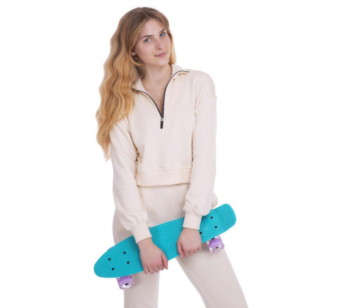 Пенні борд Penny Board круїзер пластиковий з колесами які світяться FISH м’ятний-чорний-фіолетовий