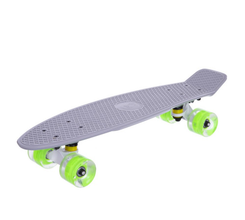 Пенні борд Penny Board круїзер пластиковий з колесами які світяться FISH сірий-салатовий