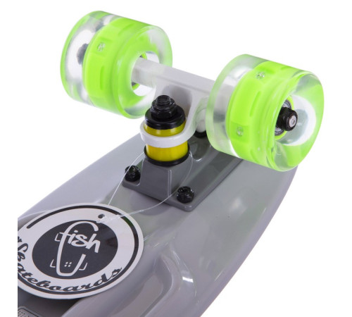 Пенні борд Penny Board круїзер пластиковий з колесами які світяться FISH сірий-салатовий