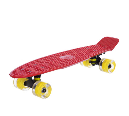 Пенні борд Penny Board круїзер пластиковий з колесами які світяться FISH червоний-чорний-жовтий