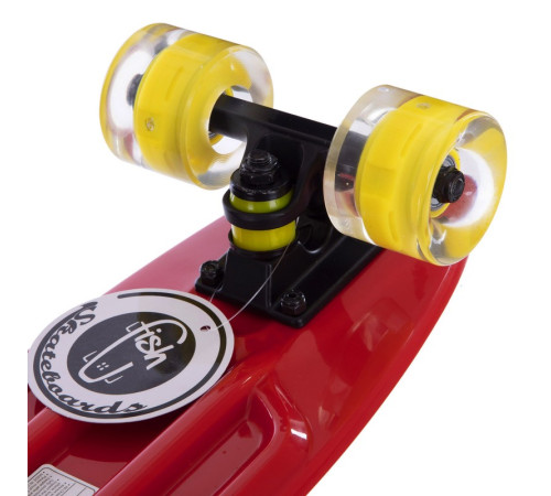 Пенні борд Penny Board круїзер пластиковий з колесами які світяться FISH червоний-чорний-жовтий