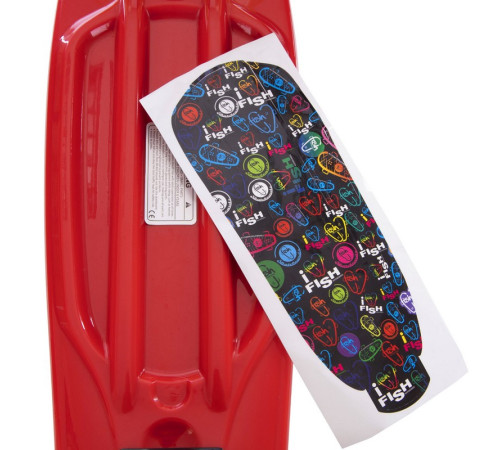 Пенні борд Penny Board круїзер пластиковий з колесами які світяться FISH червоний-чорний-жовтий