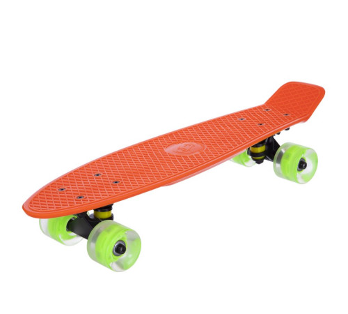 Пенні борд Penny Board круїзер пластиковий з колесами які світяться FISH помаранчевий-чорний-зелений