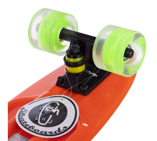 Пенні борд Penny Board круїзер пластиковий з колесами які світяться FISH помаранчевий-чорний-зелений