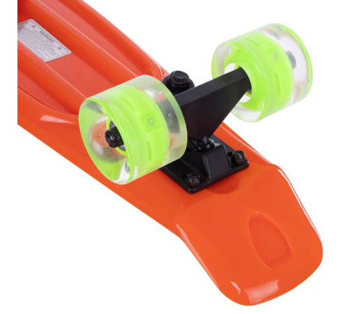 Пенні борд Penny Board круїзер пластиковий з колесами які світяться FISH помаранчевий-чорний-зелений
