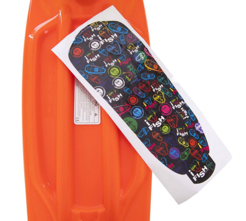 Пенні борд Penny Board круїзер пластиковий з колесами які світяться FISH помаранчевий-чорний-зелений