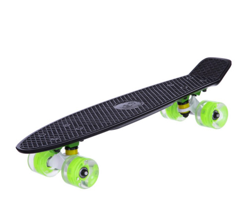 Пенні борд Penny Board круїзер пластиковий з колесами які світяться FISH чорний-салатовий-салатовий