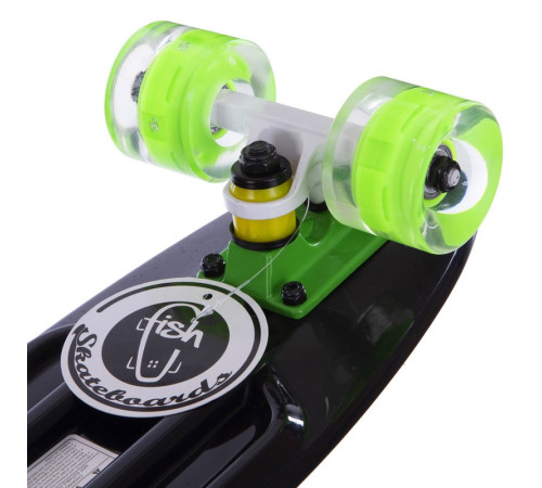Пенні борд Penny Board круїзер пластиковий з колесами які світяться FISH чорний-салатовий-салатовий