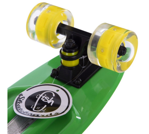 Пенні борд Penny Board круїзер пластиковий з колесами які світяться FISH салатовий-чорний-жовтий