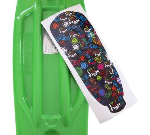 Пенні борд Penny Board круїзер пластиковий з колесами які світяться FISH салатовий-чорний-жовтий