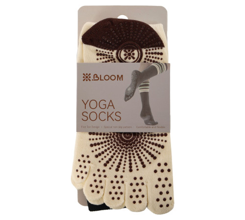 Гольфи для йоги та пілатесу із закритими пальцями нековзні BLOOM YOGA SOCKS розмір 36-41 кольори в асортименті