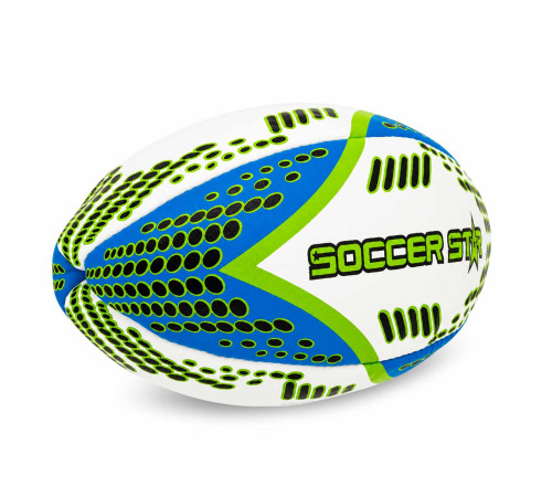 М'яч для регбі SOCCER STAR №3 білий-синій-салатовий