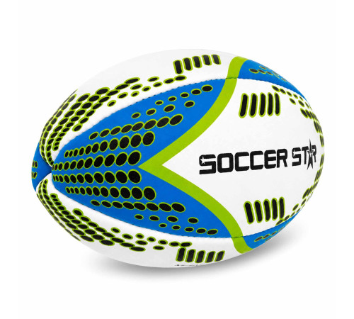 М'яч для регбі SOCCER STAR №3 білий-синій-салатовий