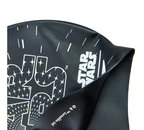 Шапочка для плавання силіконова юніорська SPEEDO JUNIOR SLOGAN PRINT Star Wars чорний-білий