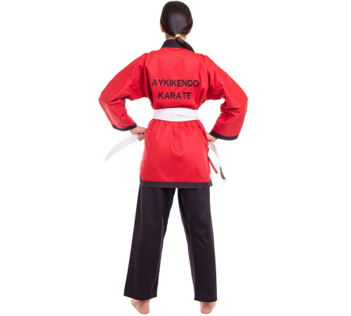 Кімоно для айкікендо карате куртка штани та пояс AYKIKENDO KARATE BALLONSTAR 120-190см червоний-чорний