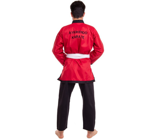 Кімоно для айкікендо карате куртка штани та пояс AYKIKENDO KARATE BALLONSTAR 120-190см червоний-чорний