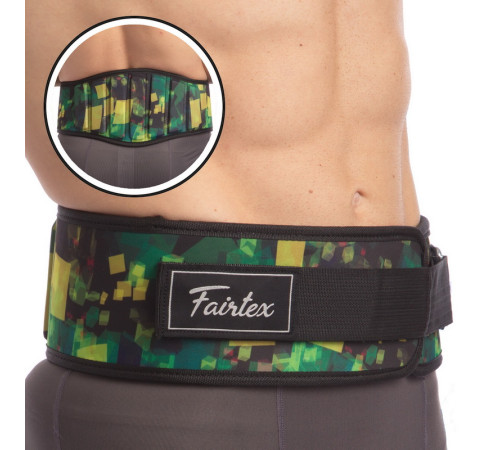 Пояс атлетический текстильный FAIRTEX спинка-17см размер-S-XL черный-зеленый