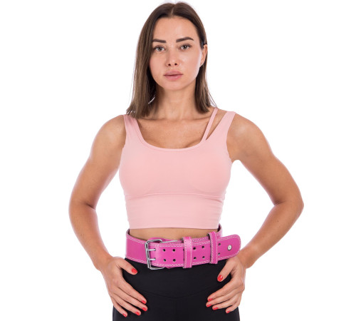 Пояс атлетичний шкіряний FAIRTEX спинка-15см розмір-S-XL рожевий