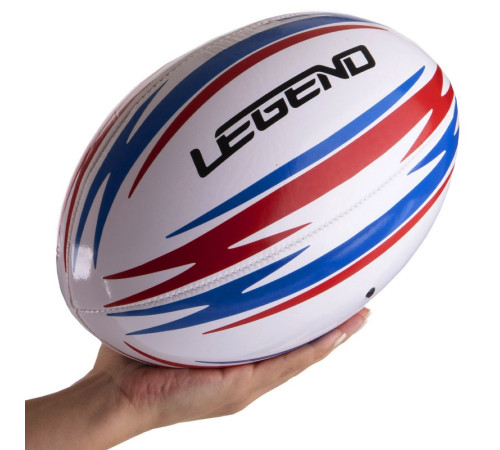 М'яч для регбі LEGEND розмір 5 білий-червоний-синій