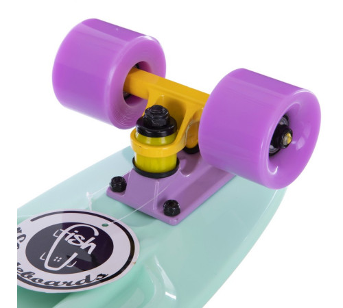 Пенні борд Penny Board круїзер пластиковий 22" FISH м’ятний-жовтий-фіолетовий