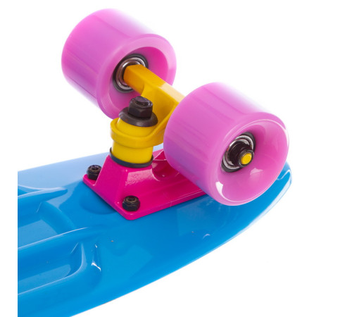 Пенні борд Penny Board круїзер пластиковий 22" FISH синій-жовтий-фіолетовий