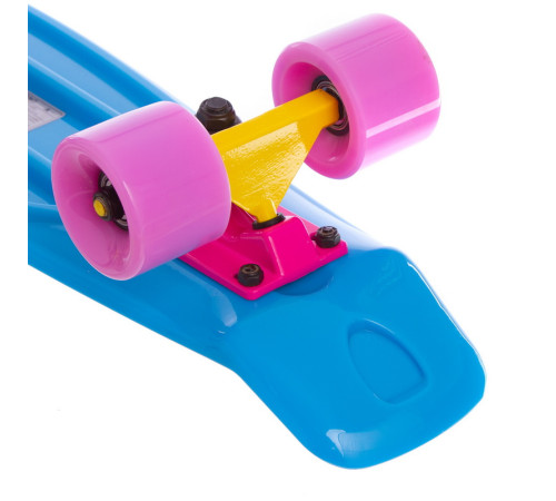 Пенні борд Penny Board круїзер пластиковий 22" FISH синій-жовтий-фіолетовий