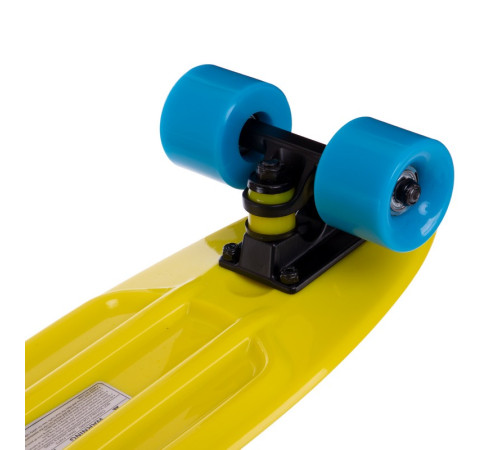 Пенні борд Penny Board круїзер пластиковий 22" FISH жовтий-чорний-блакитний