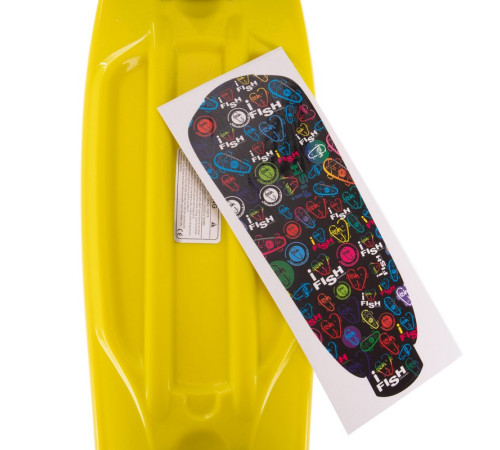 Пенні борд Penny Board круїзер пластиковий 22" FISH жовтий-чорний-блакитний