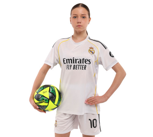 Форма футбольна дитяча із символікою футбольного клубу REAL MADRID MBAPPE 10 домашня 2026 SP-Sport 20-30 білий