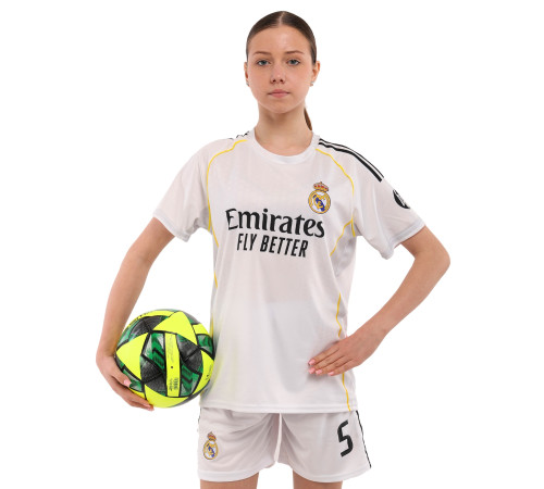 Форма футбольная детская с символикой футбольного клуба REAL MADRID BELLINGHAM 5 домашняя 2026 SP-Sport 20-30 белый