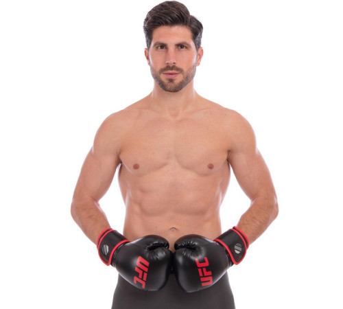 Рукавиці боксерські на липучці PU UFC Myau Thai Style 16 унцій чорний