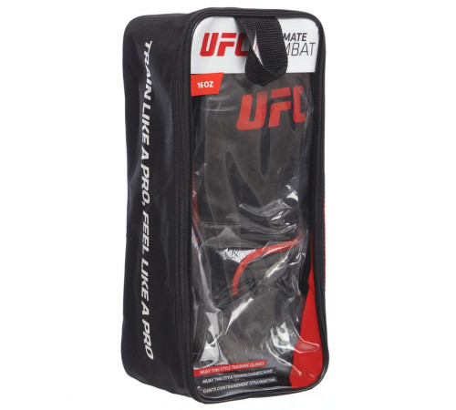 Рукавиці боксерські на липучці PU UFC Myau Thai Style 16 унцій чорний