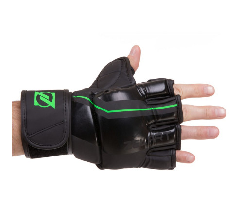 Рукавиці для змішаних єдиноборств MMA Zelart S-XL чорний-салатовий