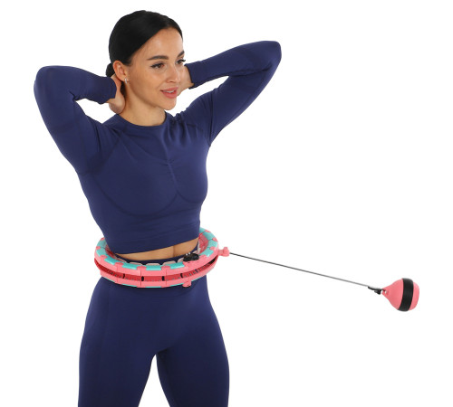 Обруч для схуднення регульований масажний з обтяжувачем Smart Hula Hoop Zelart бірюзовий-рожевий